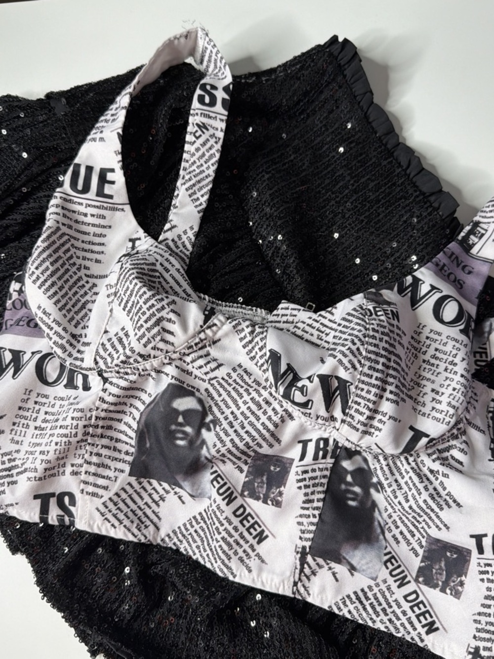 Printed Crop Top in Black & White Like New